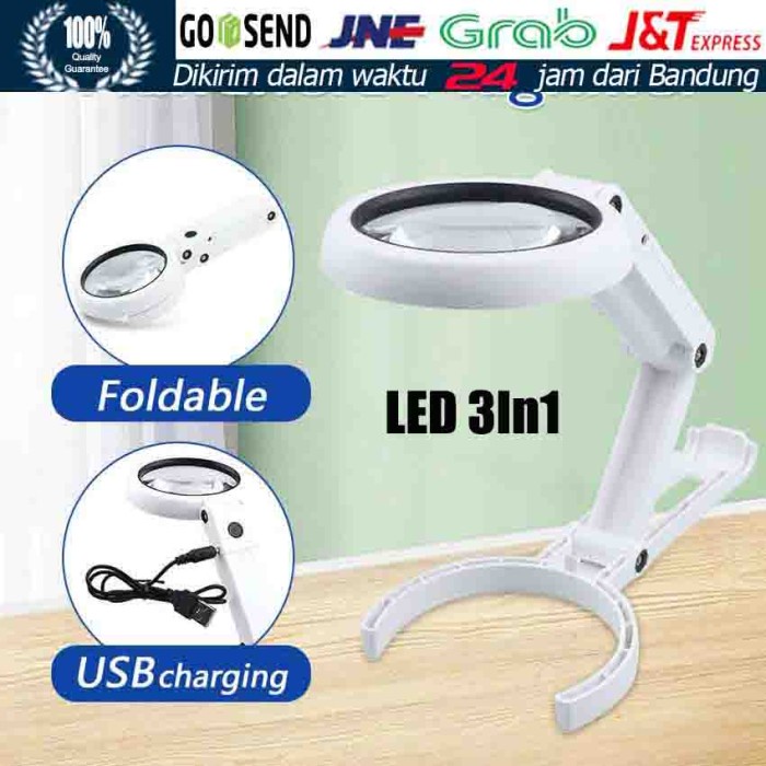 

Kaca Pembesar Lipat Magnifier 5X 11X LED Lampu Service Kaca Pembesar