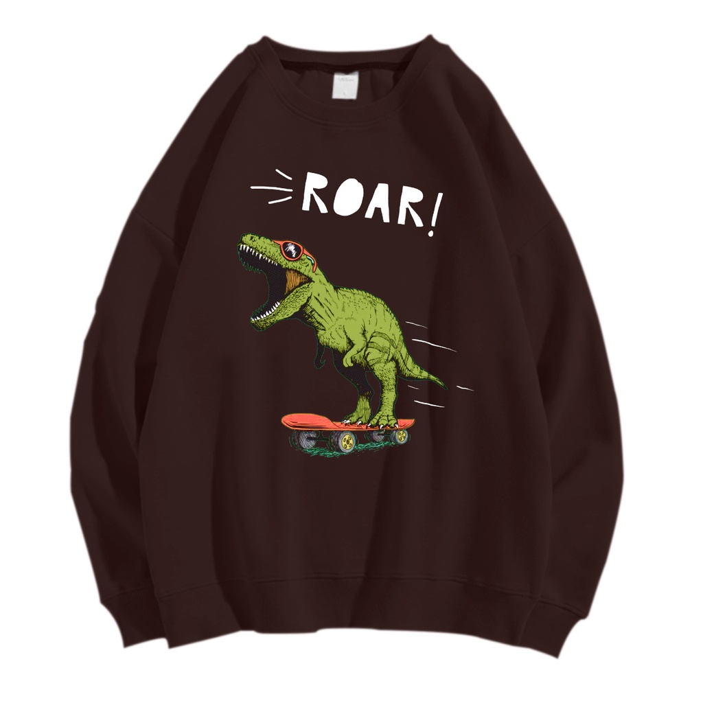 DINO ROAR! SWEATER CREWNECK PRIA WANITA Size M-XXL ANAIRA