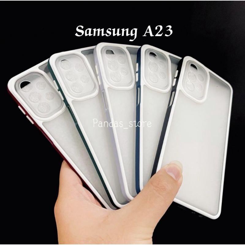 Pro Hybird Samsung A23 Softcase Halus dan Elegan / Pinggiran Garis Putih Keren (Pandas)