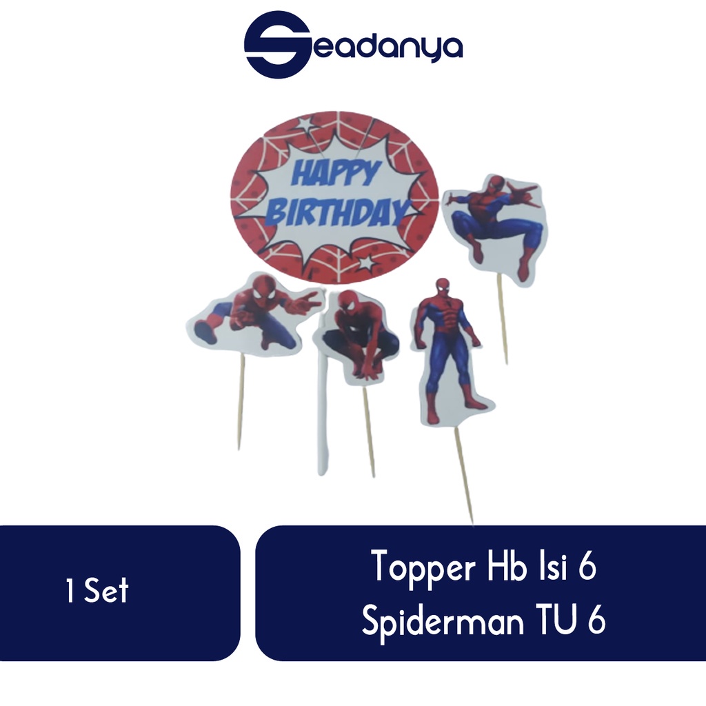 

Topper HB Isi 6 Spiderman TU 6/Topper Spiderman/Hiasan Kue Tart/Hiasan Cake/Pernak Pernik Pesta/Aksesoris Kue Tart