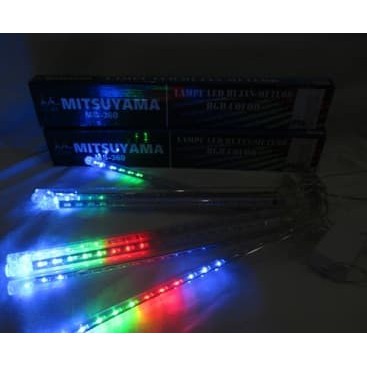 Lampu LED Hujan Meteor RGB MS-360 Color Dua Sisi 30cm Warna Warni