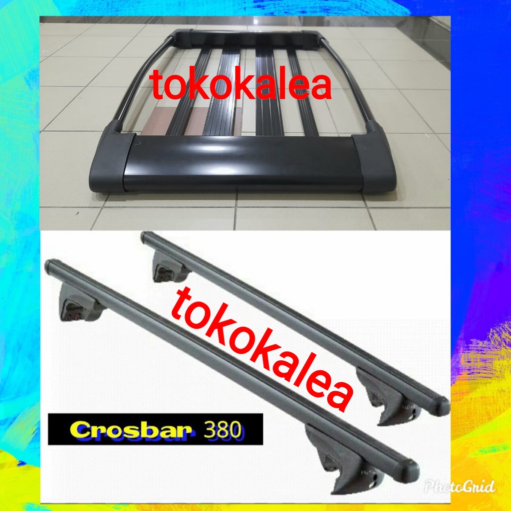 PAKET RAK OVAL SUN RACK/ROOF RACK RAK BAGASI ATAS MOBIL+KAKI RAK CROSSBAR JEPIT ROOFREL FORAC 380