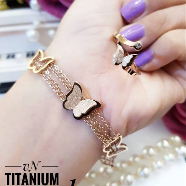 Titanium gelang dan cincin 2433j