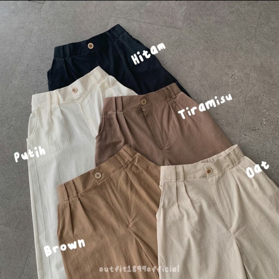 Celana Kulot Linen Premium Highwaist 2237 - Celana Kulot Linen Model Terbaru - Kulot Linen Highwaist