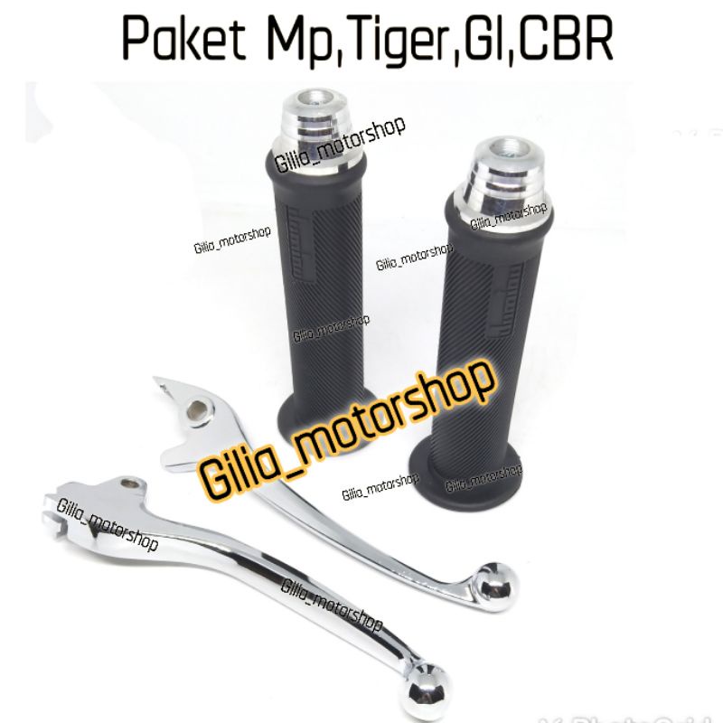 Paket Variasi Motor Handle Silver  Plus Handgrip bulu Jalu Stang Silver Vixion ,Tiger,Beat ,Scoopy dll