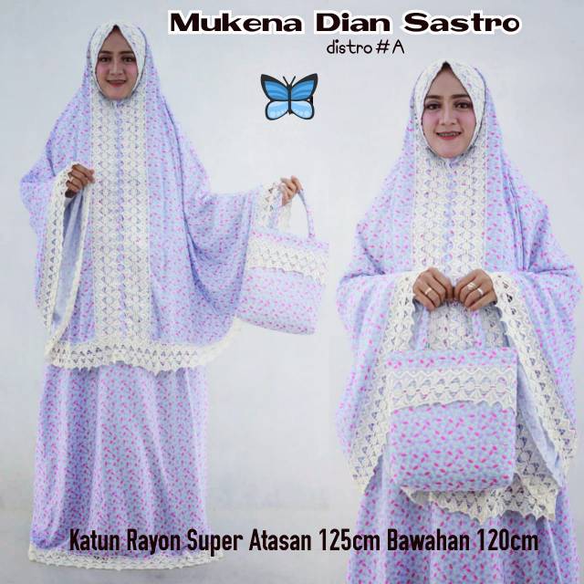 Mukena dian sastro pelangi ungu katun rayon premium adem eksklusif terbaru murmer motif bunga