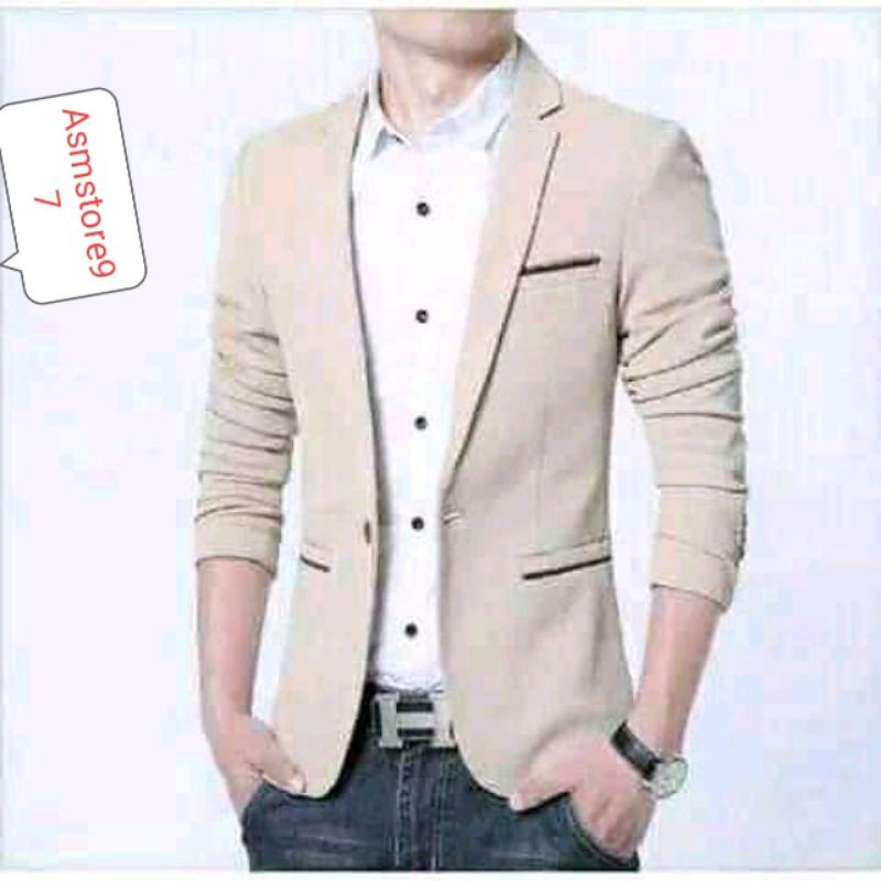 Jas Blazer Pria Warna Cream Keren, Jas Murah Mewah, Jas Kekinian