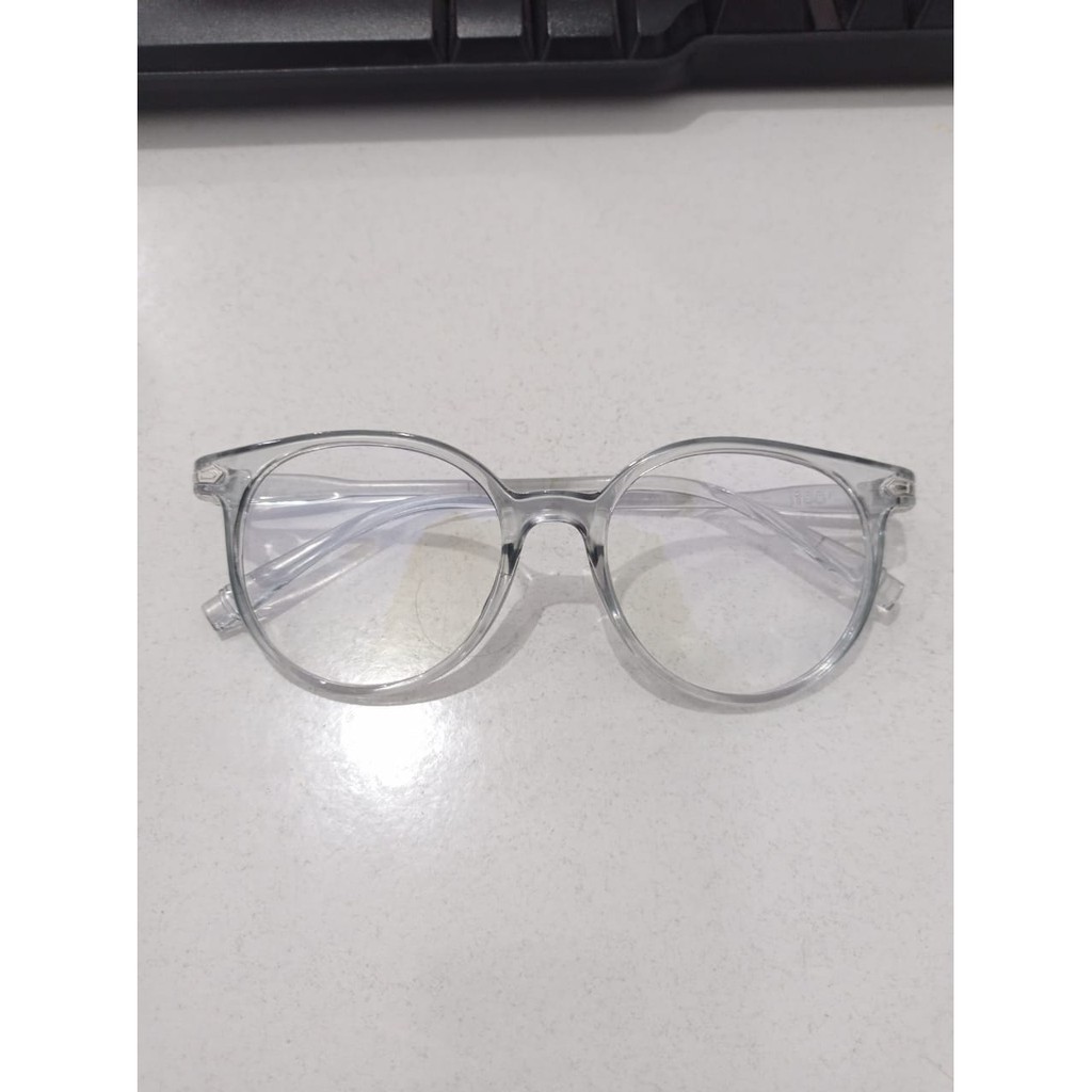 ⭐Gogoland⭐ R087 Kacamata Anti Radiasi Fashion Wanita Pria Frame Ringan Korea Design Lensa Transparan-ABU-ABU