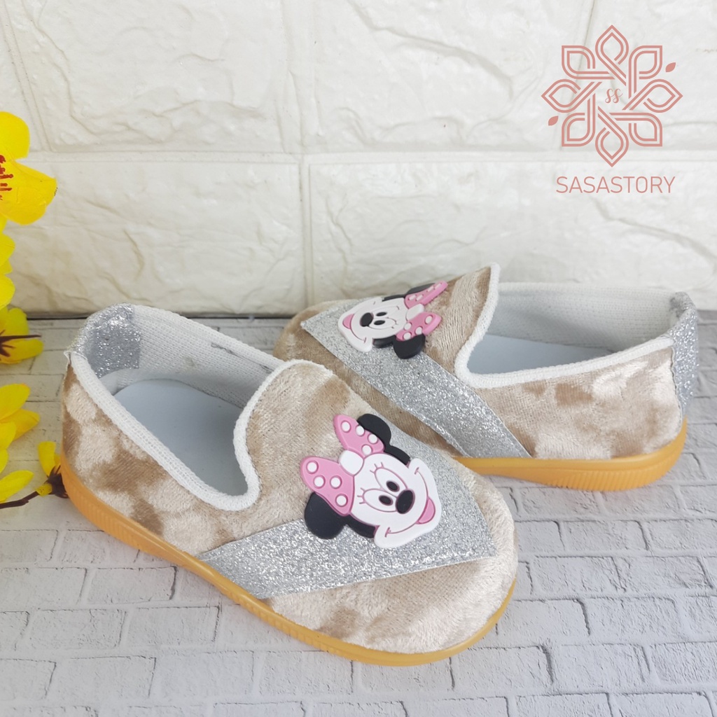 SEPATU PESTA ANAK PEREMPUAN ISABELA MICKEY MOUSE 1-3 TAHUN SOL BUNYI CA36