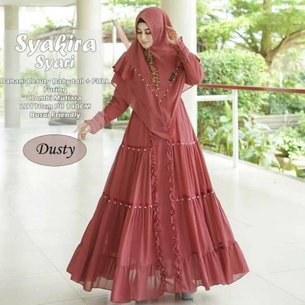 [PRODUK 86EQK] Baju Gamis wanita Lebaran 2022 Polka Syari Bahan Ceruty motif Polkadot L XL Tali Ping