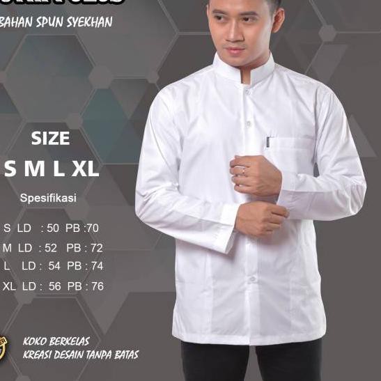*TERLARIS* Koko Putih. Koko Polos Lengan Panjang Model Ammu Exclusive ღ