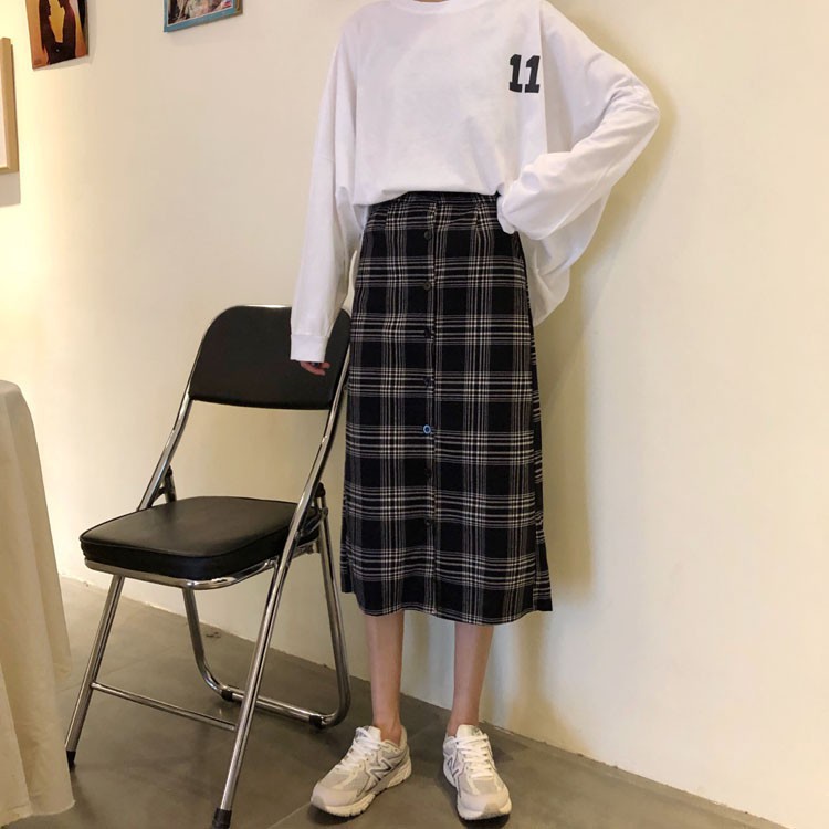 [chaoo.id]Rok polka dot lipit longgar midi