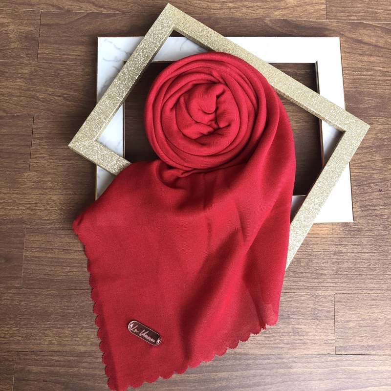 Part 1 Voal Arabian Jilbab Polos Sahara Hijab Segiempat-Cherry