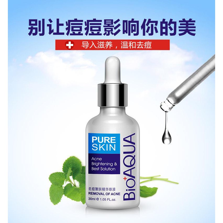 Bioaqua Serum Wajah Anti Acne Jerawat Pimple Komedo Kulit Berminyak 30ml Pure Skin Original Asli