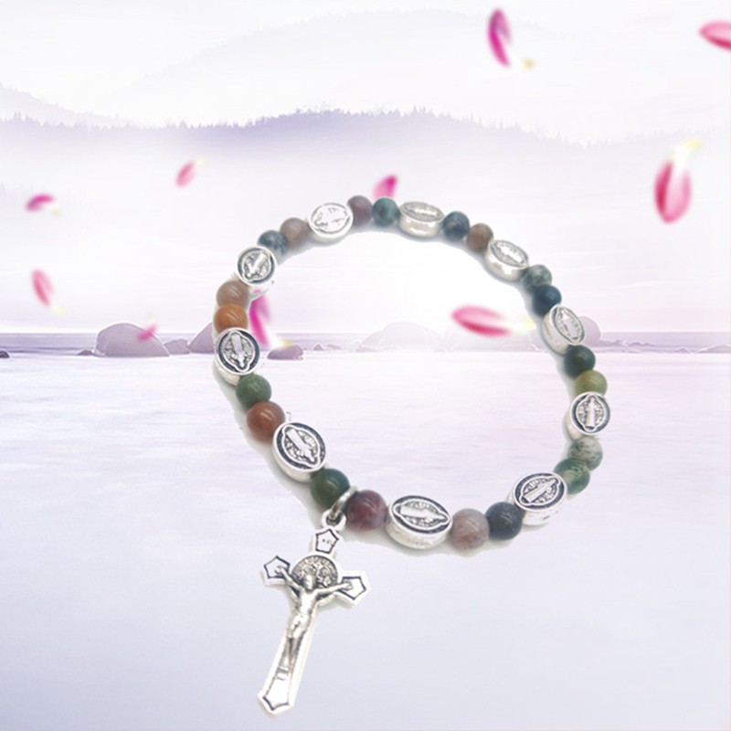 Gelang Rosario Motif Batu Agate Warna-Warni