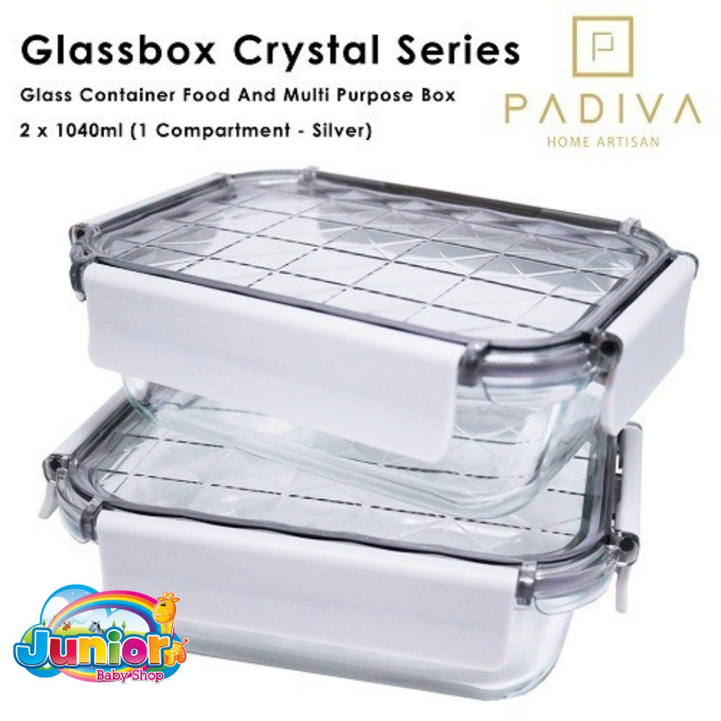 Padiva Glassbox Crystal 1040ml 2pcs Aqua/Silver/Pink