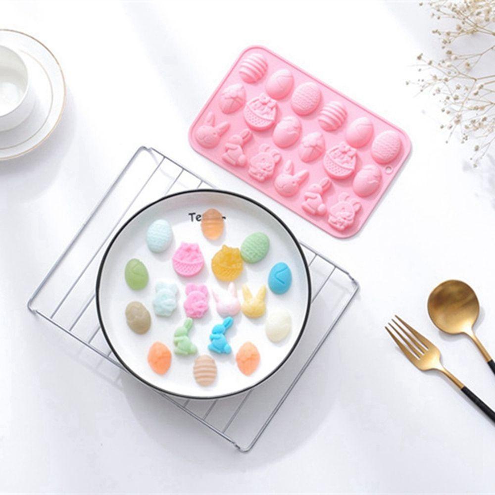 【 ELEGANT 】 Cetakan Sabun Silikon Manual Dekorasi Liburan Paskah Kelinci Berwarna Egg Chocolate Cake Mold