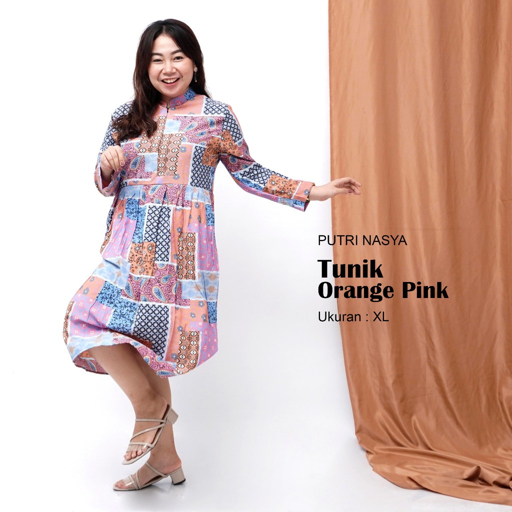 Tunik rayon long jumbo / atasan wanita big size / atasan tunik / tunik kerja / tunik motif