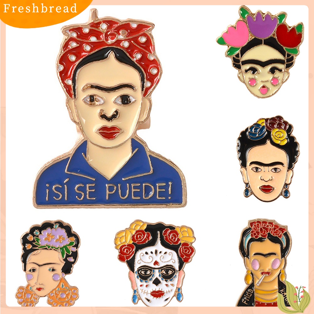 [ TERLARIS]Cartoon Enamel Frida Kahlo Mexican Badge Collar Brooch Pin Clothes Jewelry 