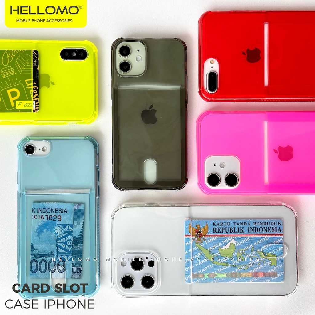 Soft Case iPhone Card Slot Casing Anticrack Holder Simpan Kartu Softcase Anti Crack Penyimpan Kartu