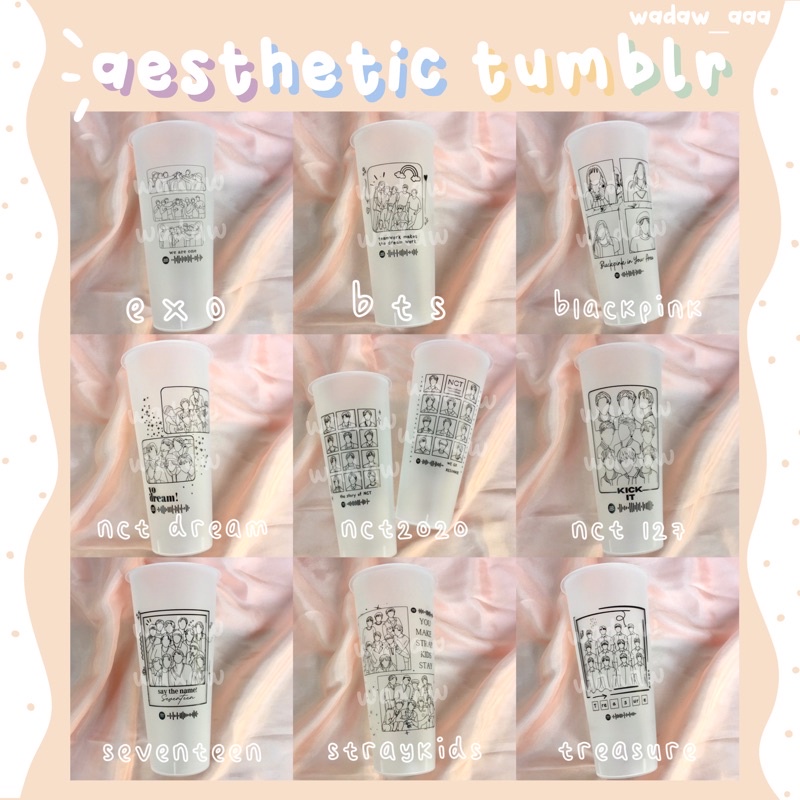 aesthetic tumblr treasure e-x-0 nct dream 127 sepentin blackpink straykids kpop murah reusable cup