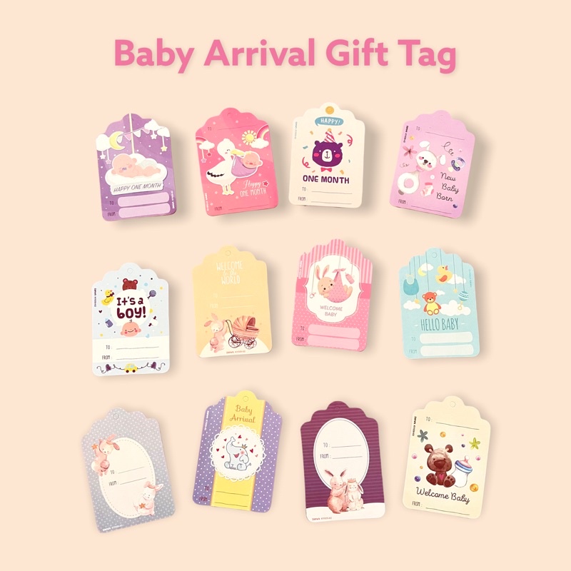 Kartu Ucapan Gift Tag Sansan Wawa Baby Arrival New Born