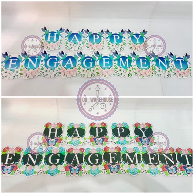 Banner happy engagement - bunting flag pertunangan - happy engagement banner
