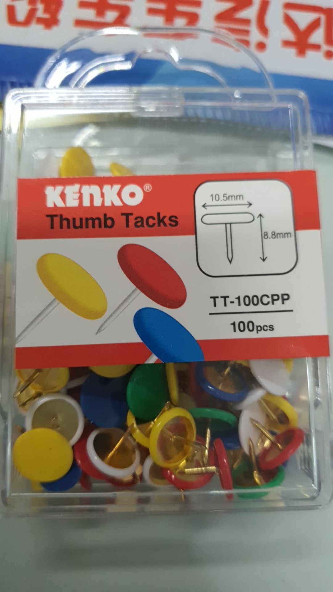 [ Pack ] Kenko Tt-100cpp Thumb Tacks Color - Paku Payung Warna Warni
