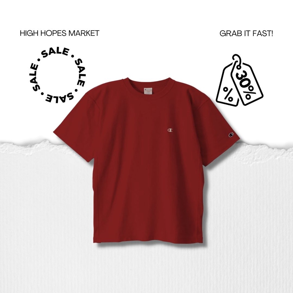 TSHIRT / TS / KAOS CHAMPION LOGO BASIC JAPAN MARKET MAROON ORIGINAL (COD)