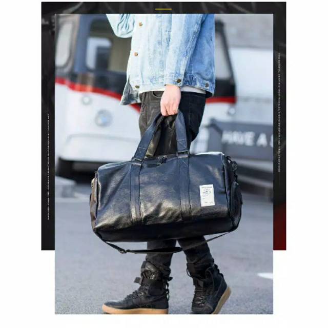 Tas gym , tas olahraga , tas kulit gym , tas olahraga gym , tas pria hitam , tas gym hitam