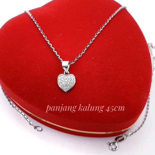 KALUNG + LIONTIN LOVE PERAK 925 LAPIS EMAS PUTIH / KL187