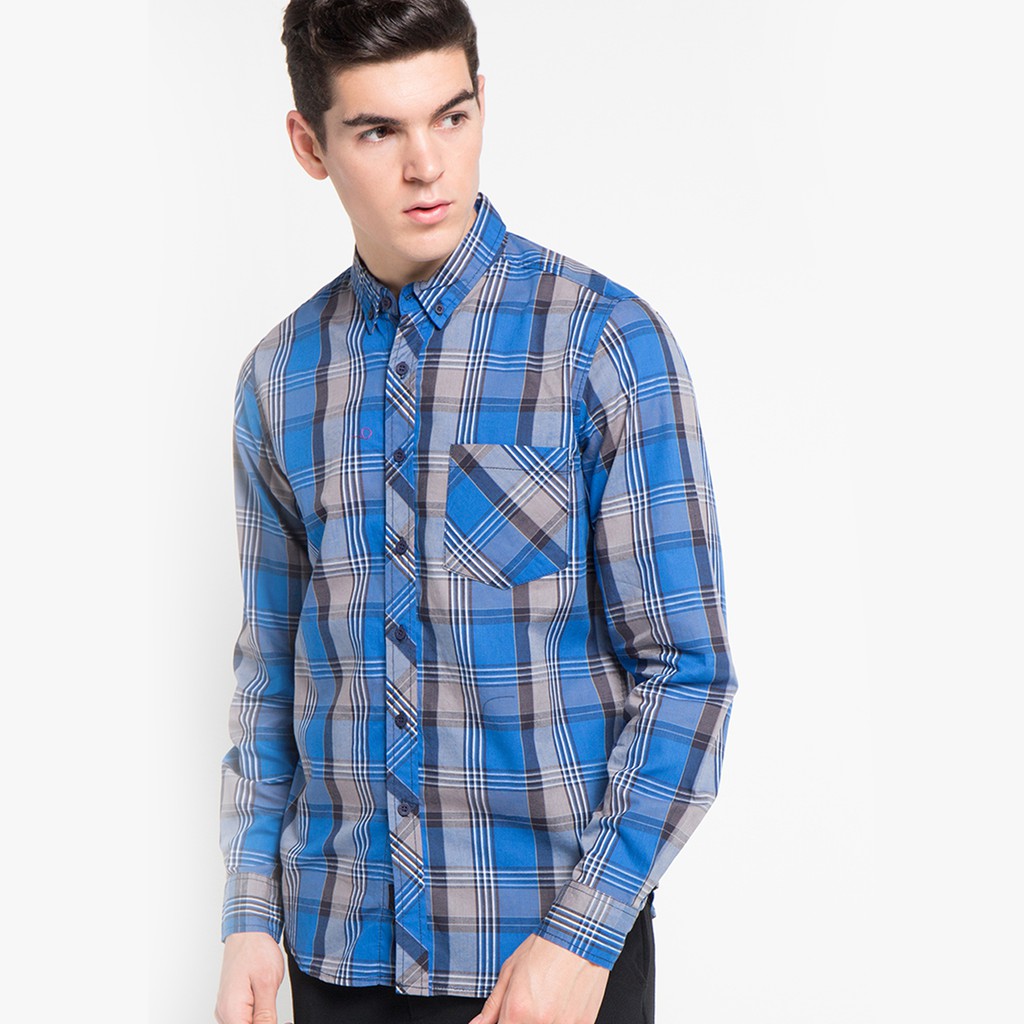 Brand Revolution - Kemeja Lengan Panjang Pria Slimfit Delano Blue