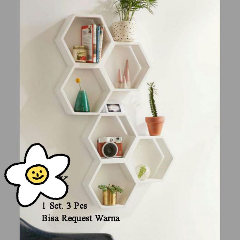 hexagonal.hiasan dinding bahan kayu