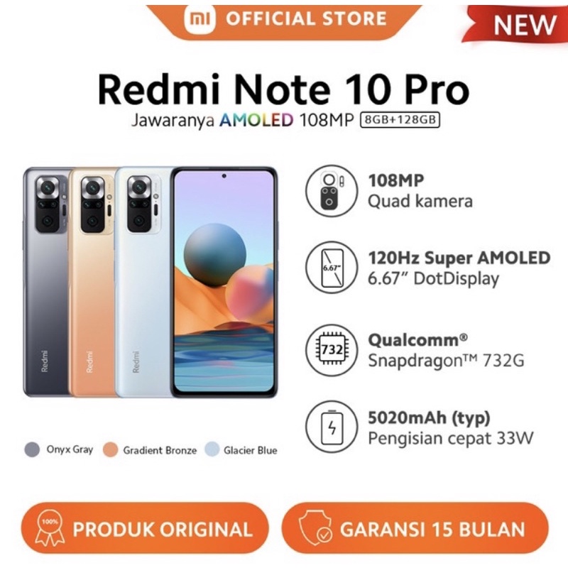 XIAOMI REDMI NOTE 10 PRO 8/128 100% ORIGINAL BERGARANSI RESMI TAM