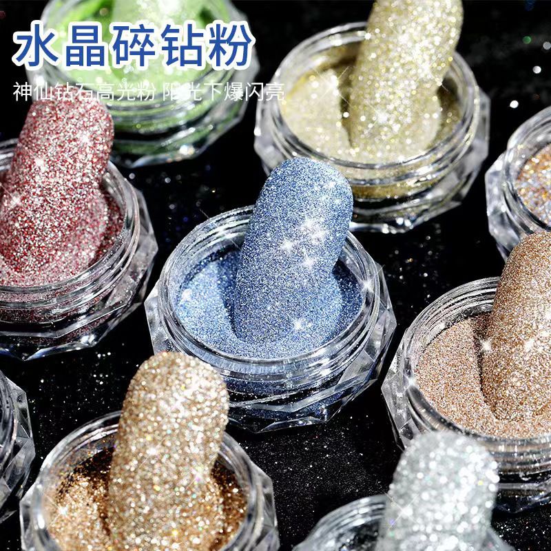 Glitter nails set 8 warna PREMIUM mix size ombre nailart hiasan swarovski ab glitter pot nail