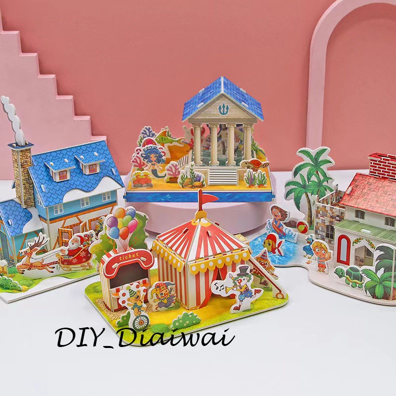 Puzzle 3D DIY bahan foam &amp; paper RESIDENCE RIVIERA mainan puzzle edukasi anak