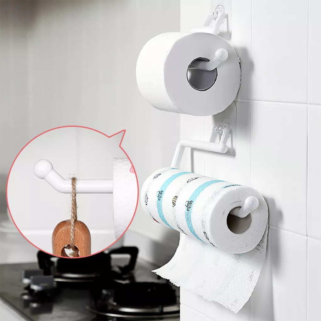 1pcs Adjustable Self-adhesive Toilet Plastic Paper Roll Towel Holder