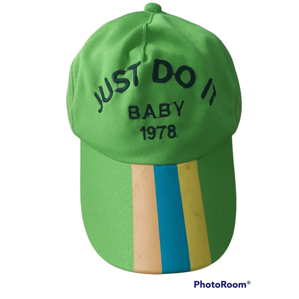 Topi Baseball Anak Bordir Lucky / Just Do It / Super Dino / Sunny Day Usia 2-10 Tahun Laki Perempuan Imut Lucu Kualitas Premium-Topi Just DoIt Hijau