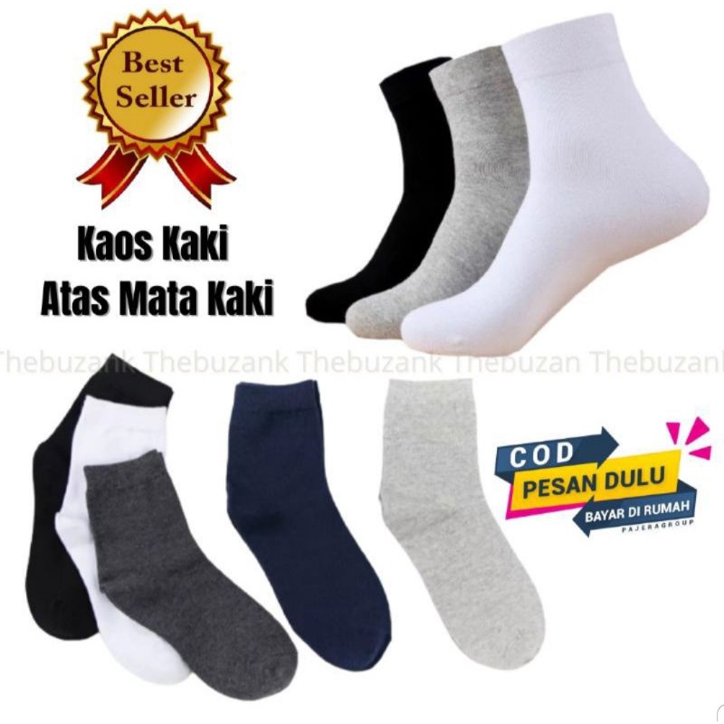 grosir !!! ( 12 &amp; 6 pasang ) kaos kaki pendek 3/4 pria dan wanita polos dewasa random