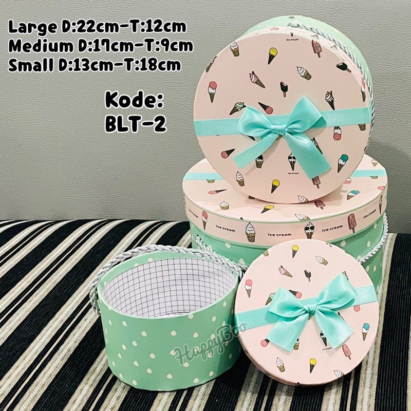 box kado gift box kotak kado bulat set 3 / satuan large medium small kecil sedang besar blt2 storage