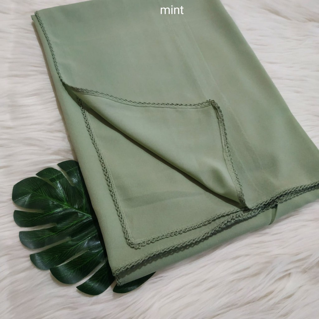 Termurah Pashmina Diamond Lace Picot  / Pasmina Crochet / Pasmina Lace Azara-Mint