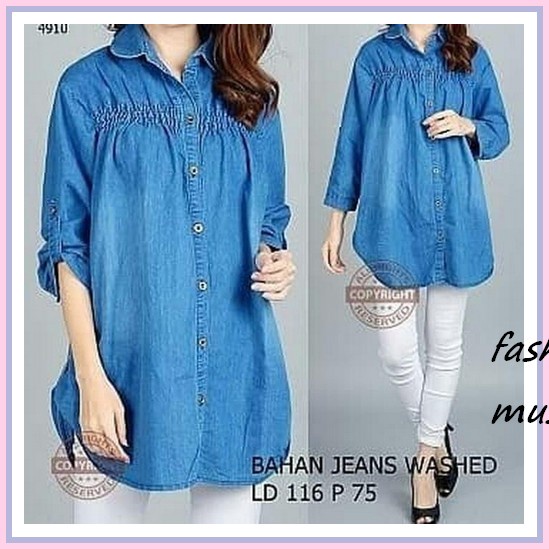 Zara Tunik/Premium Rayon Crincle/By Farzolla Kemeja Jumbo Jeans Jean