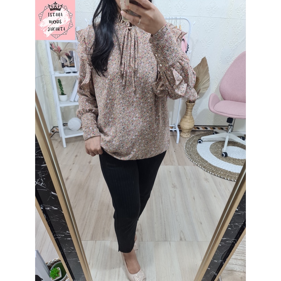 ISTANA MODE JAKARTA Valensa Jumbo baju atasan wanita terbaru blouse korean style blouse wanita lengan panjang-COKSU