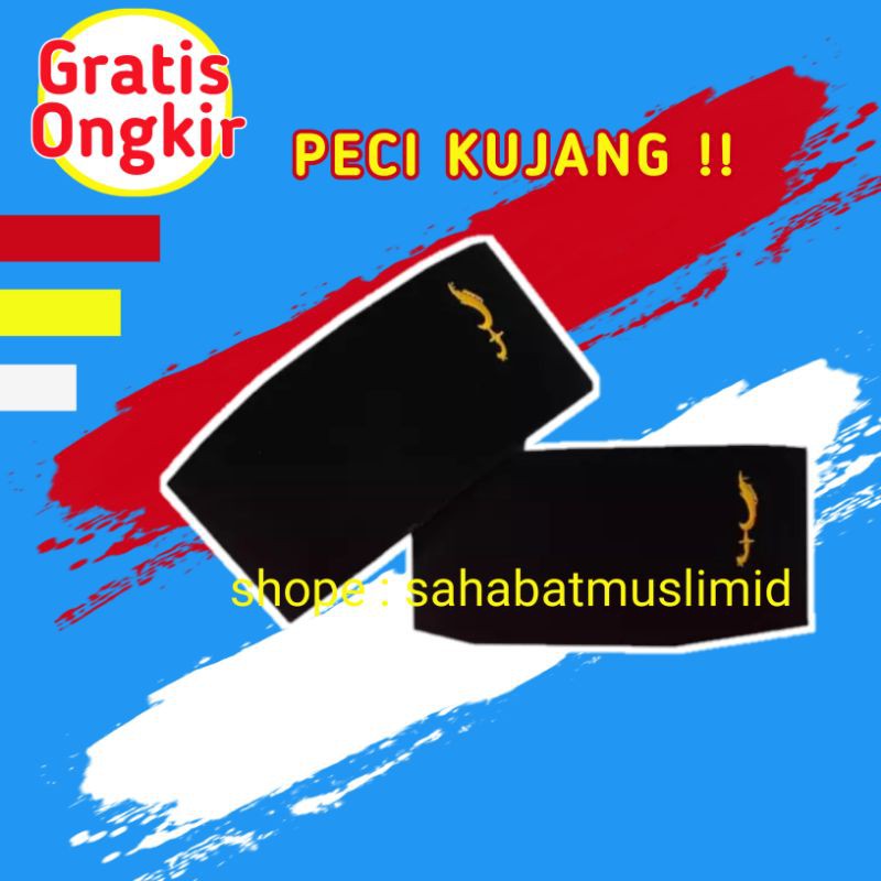 PECI KUJANG SILIWANGI BORDIR PREMIUM SONGKOK KOPIAH PECI HITAM LOGO KUJANG SILIWANGI ANAK & DEWASA
