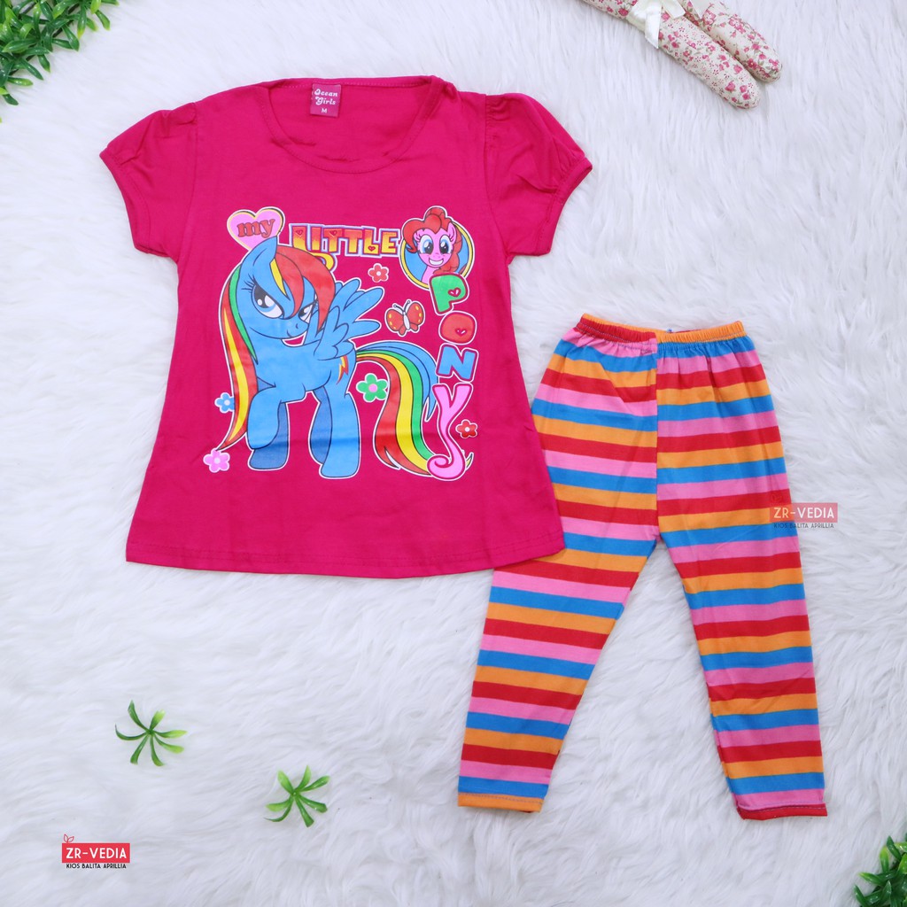 Setelan Catty &amp; Unicorn uk 2-3 Tahun / Baju Anak Perempuan Legging Kaos Karakter Celana Panjang