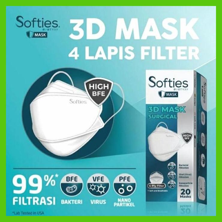 MASKER SOFTIES 3D SURGICAL 4 PLY