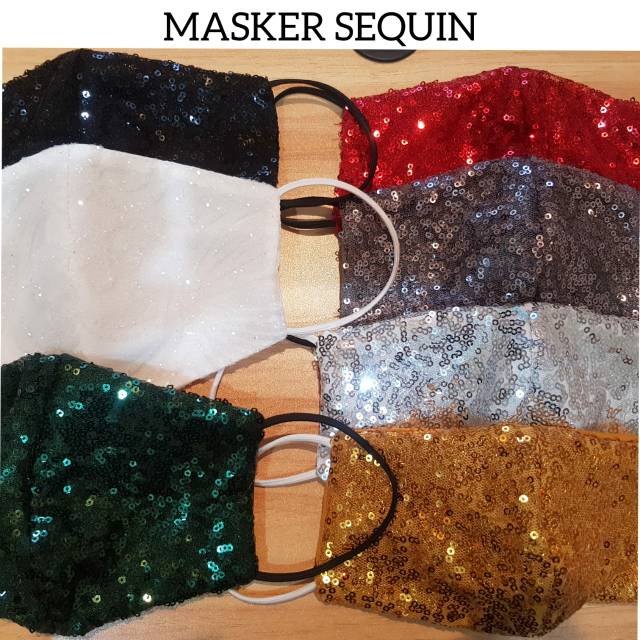 Masker Sequin 3 lapis / Masker kain Moderen