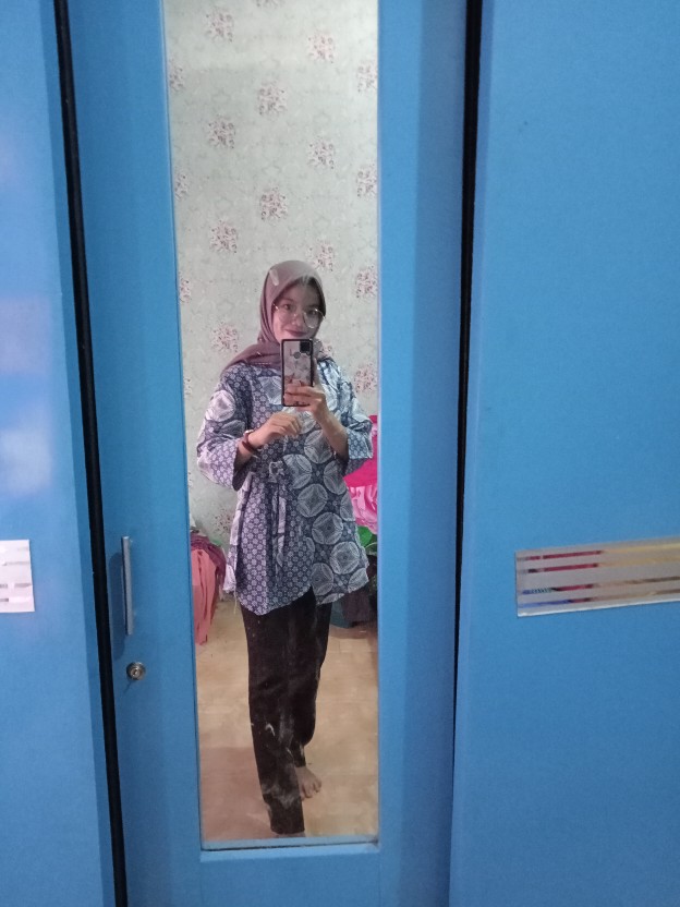 Baju Batik Wanita Terbaru 2021 Blus Atasan Kerja Kawung Truntum Motif Indigo Style Tey-17