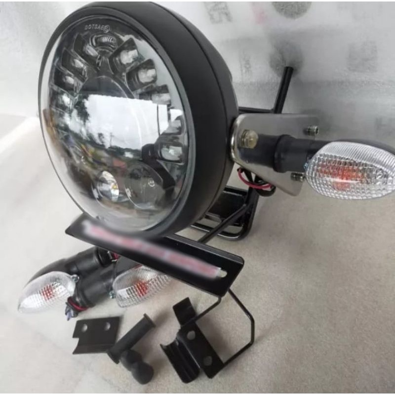 Lampu Depan Rx-King New Bulat Daymaker Full Set Plus Breket Plus Sen 4 Buah Depan Belakang