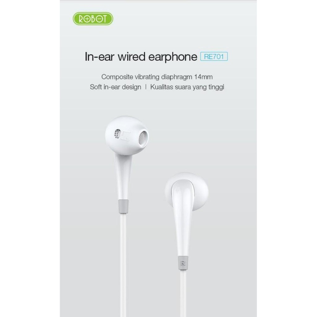 Earphone ROBOT RE701 / RE-701 Wired Earphone Bass Android iPhone Original